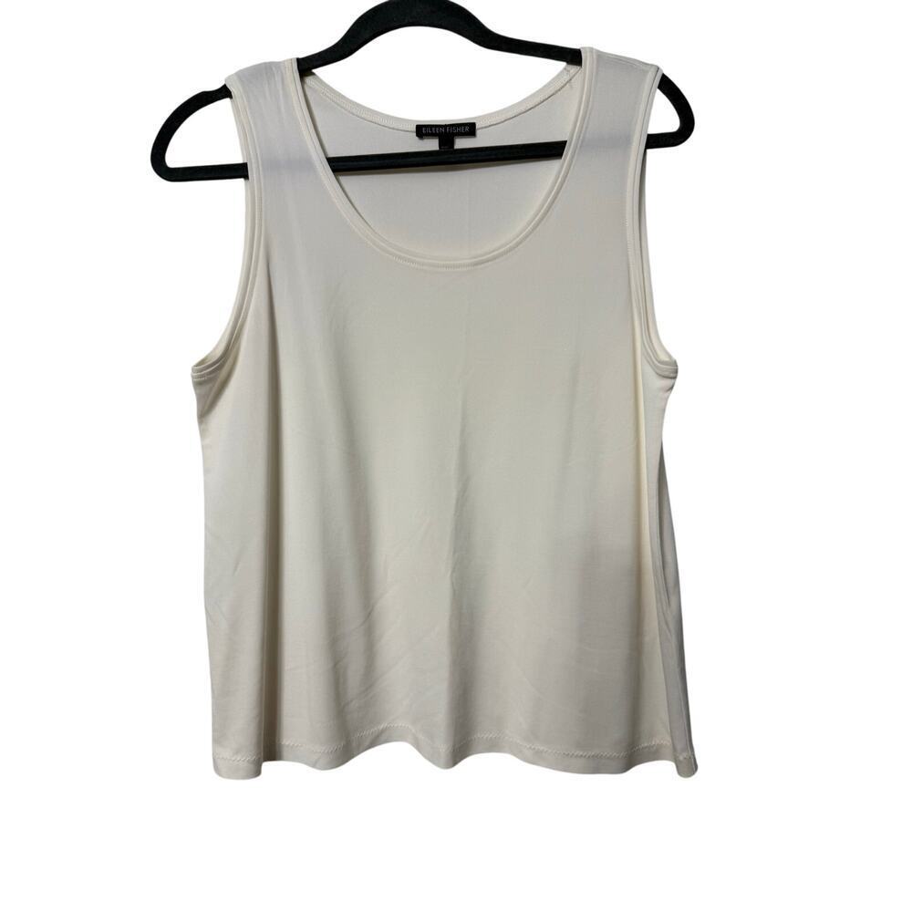 Eileen Fisher Silk Cream White Sleeveless Tank Top Sz Med